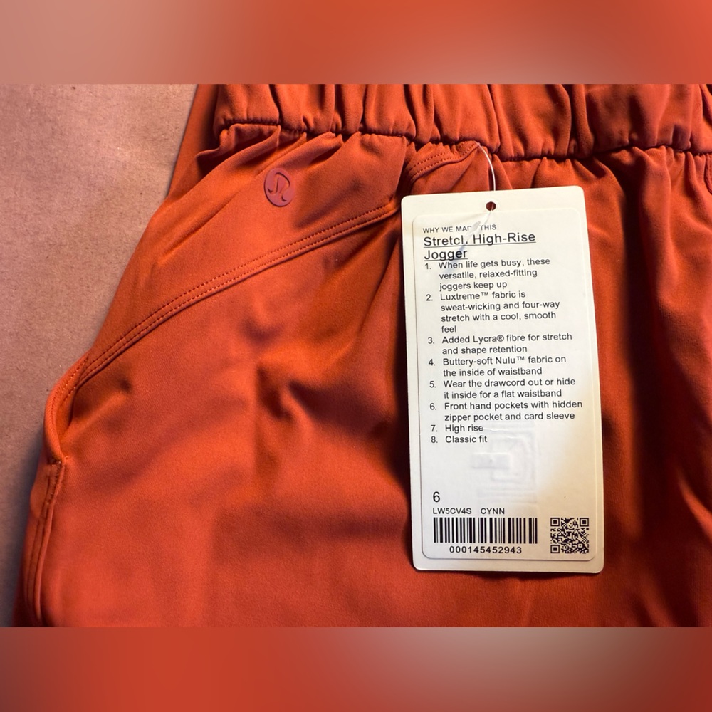 Lululemon Stretch High-Rise Jogger *Full Length
Cayenne size 6 NWT - Picture 8 of 10